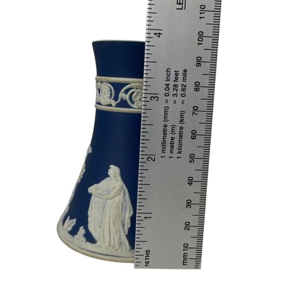 Antique 19th Century William Adams & Sons Jasperware Vase Blue White Embossed - Picture 10 of 12